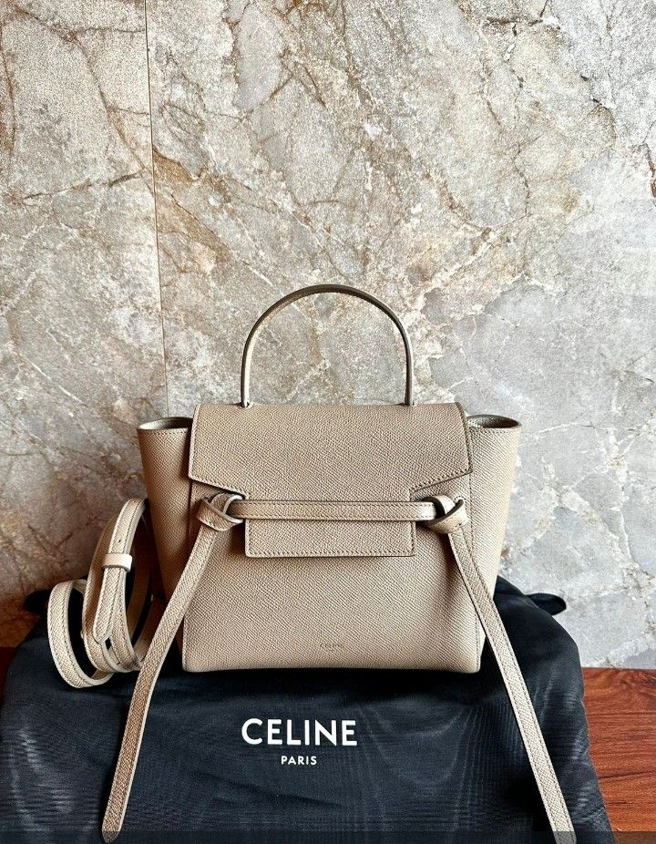 Light Taupe Nano Celine Belt VGC Celine Nano Belt Bag Light Taupe