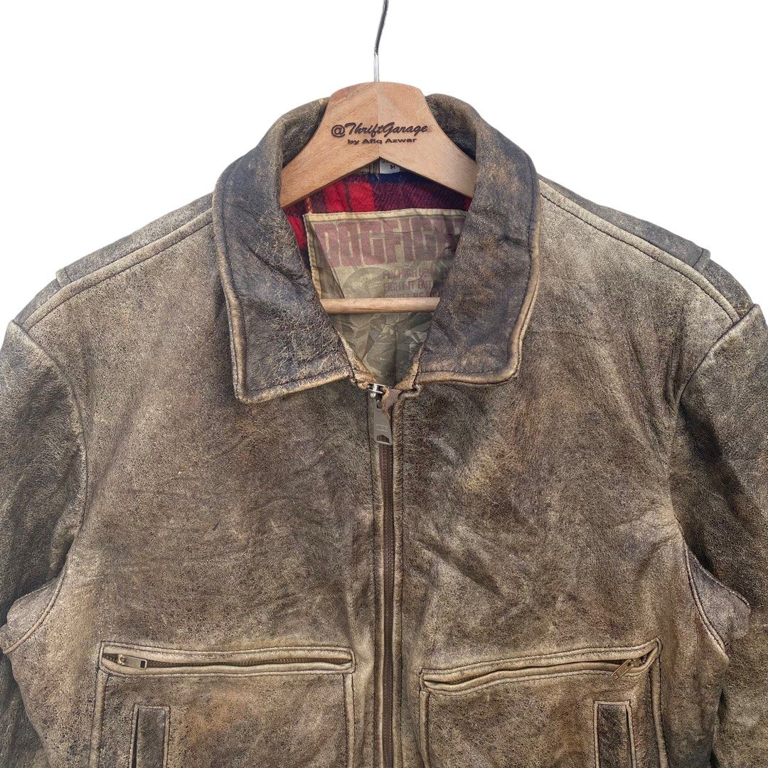 Vintage Dogfight Type Old Flight Jacket Military Leather Jacket