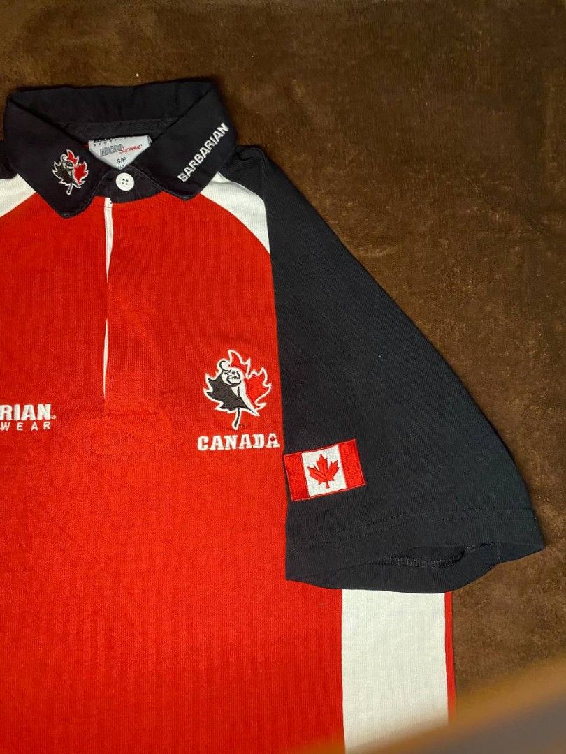 VINTAGE POLO SHIRT BARBARIAN RUGBYWEAR TEAM CANADA, Men's Fashion, Tops