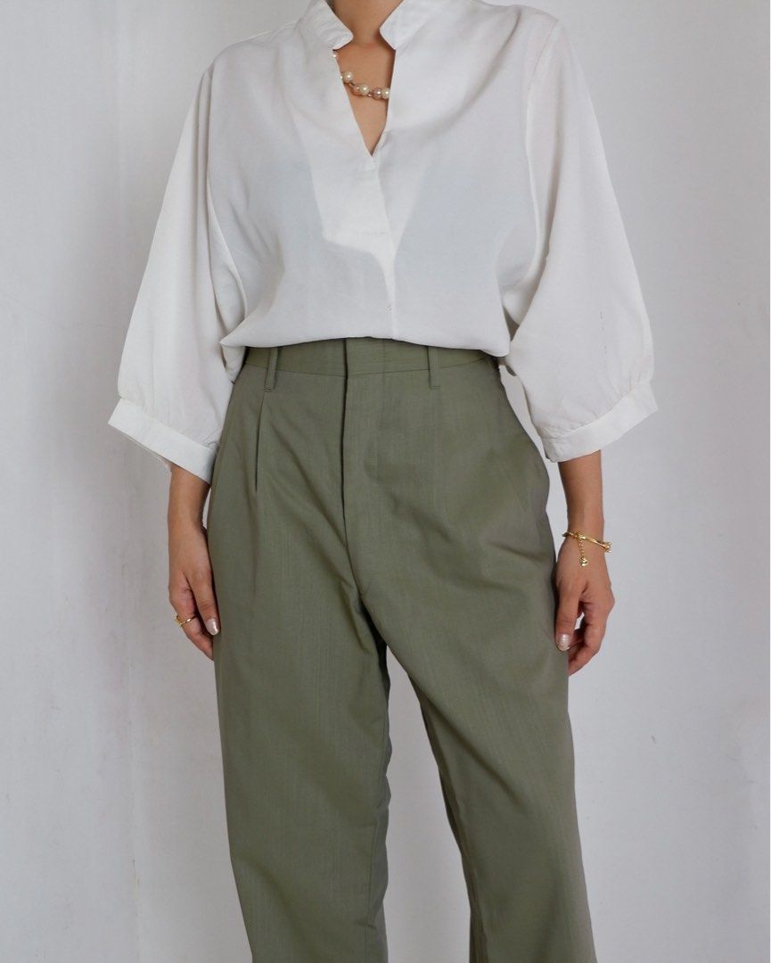 Spring Long Sleeve White Office Blouse