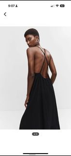 [XS] Mango Maxi Cross Back Dress Black