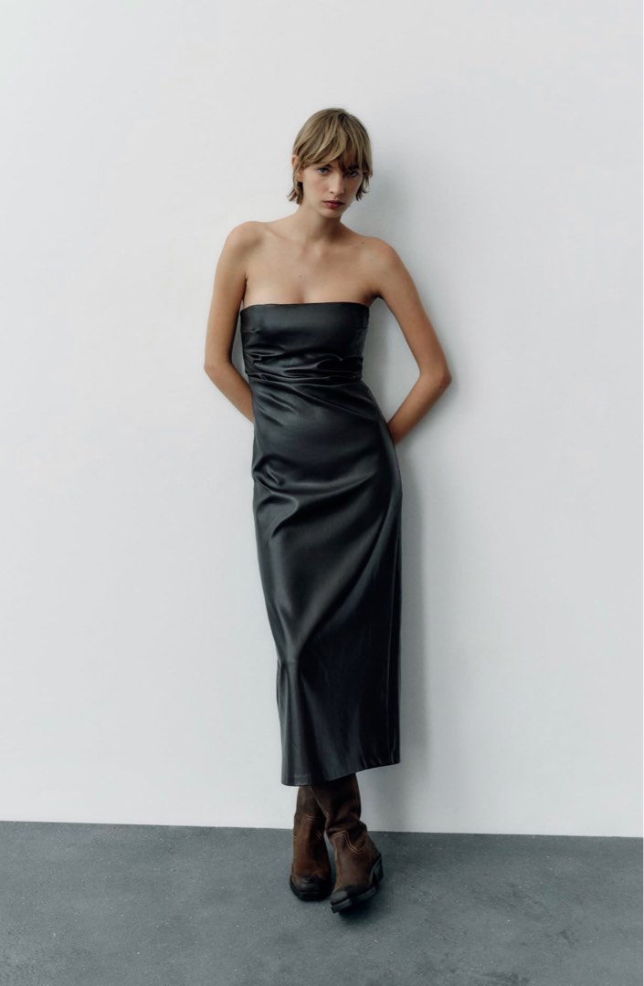 zara black faux leather dress ZARA.Black faux leather dress TL – Hibuy market main image 0