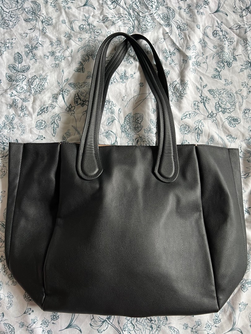 Zara Black Tote Bag, Women's Fashion, Bags & Wallets, Tote Bags on ...