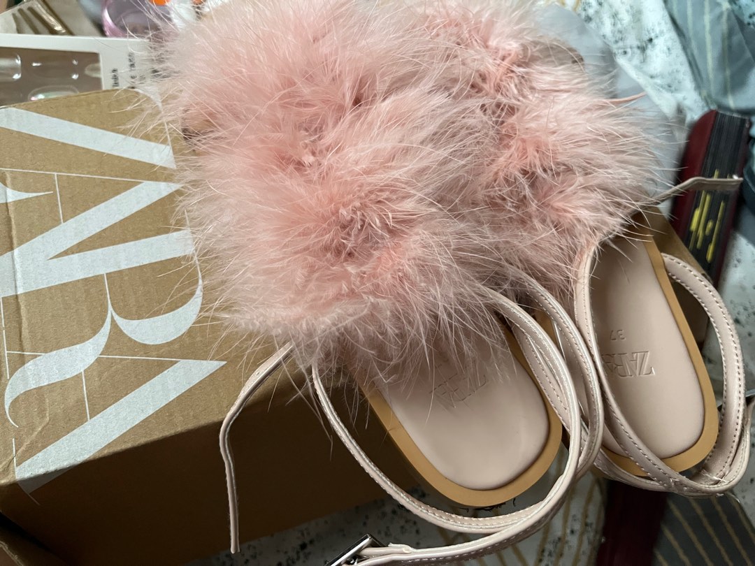Zara fluffy sandals cheap