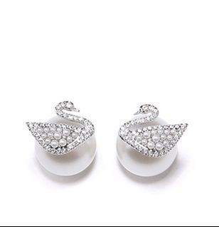 Swarovski Crystal Louison Stud Pierced Earrings, White, Rhodium Plating  5446025 - Four Seasons Jewelry