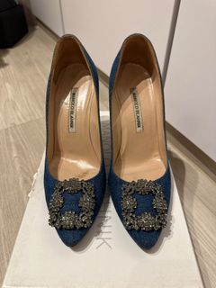 100% authentic manolo blahnik denim hangisi 90mm heels