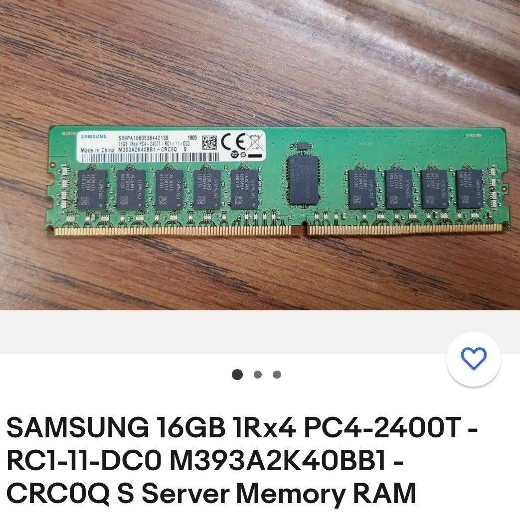 16g DDr4 ECC ram for server work station. Computers Tech Parts