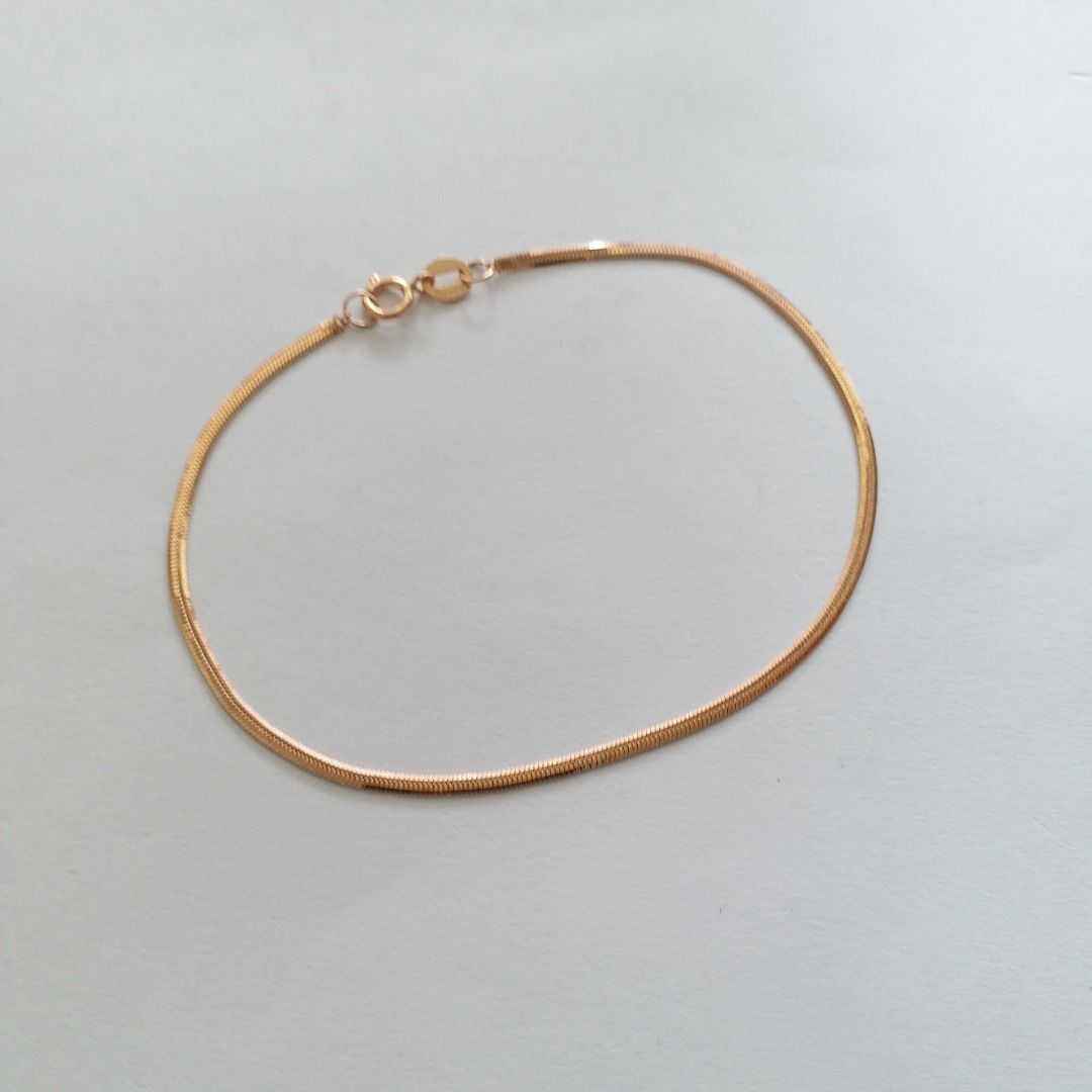 18K 玫瑰金扁蛇骨手鏈Au750 K18 Rose Gold Flat Snake Chain Bracelet ...