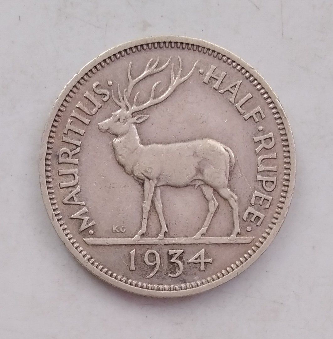 1934年英屬毛里求斯半盧比流通銀幣-英國鑄造＊, 興趣及遊戲, 收藏品及紀念品, 錢幣- Carousell