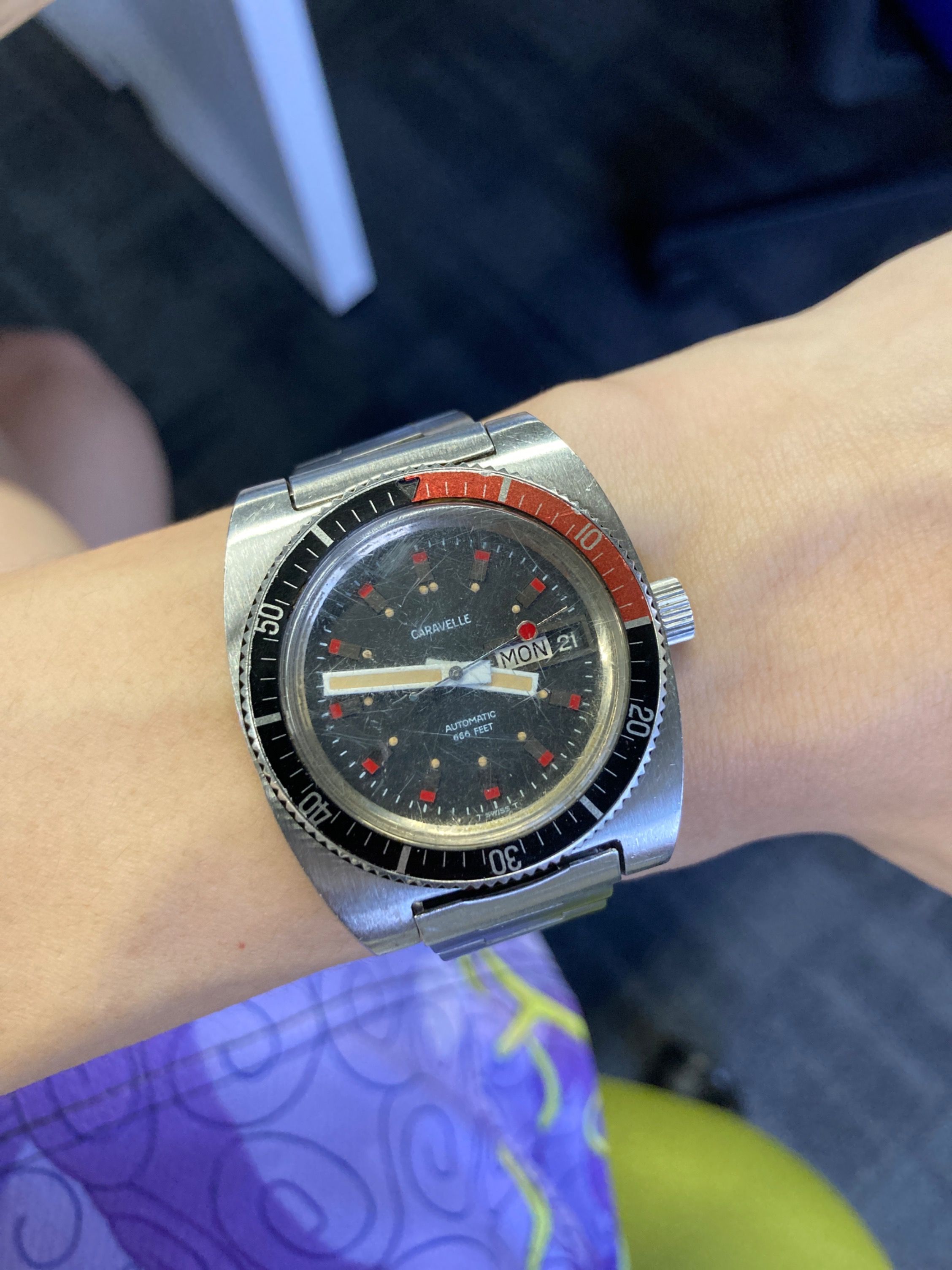 caravelle automatic watch 666 feet