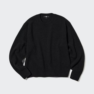 Uniqlo 女裝 特級小羊毛圓領毛衣(長袖) 黑