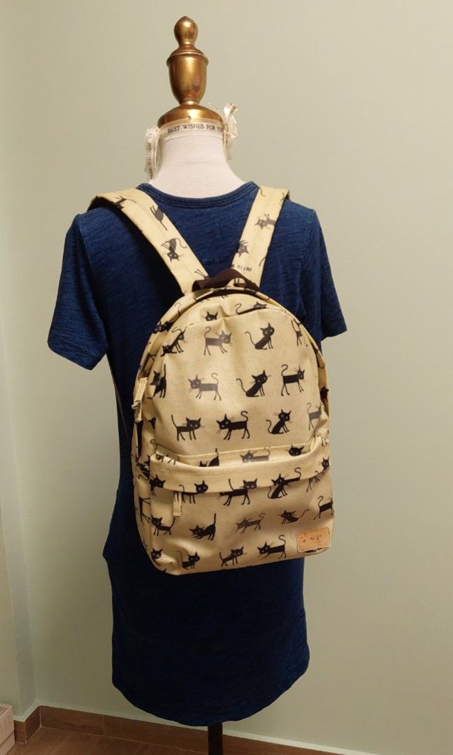 🌻 BUY 1 GET 1 FREE 💕 Cute Cat Cream Yellow Waterproof Backpack