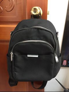 AOLONE 多格層 多分層 高級厚帆布 休閒 單肩包 斜背包 兩背 大空間 輕量 後背包 包包 黑色
