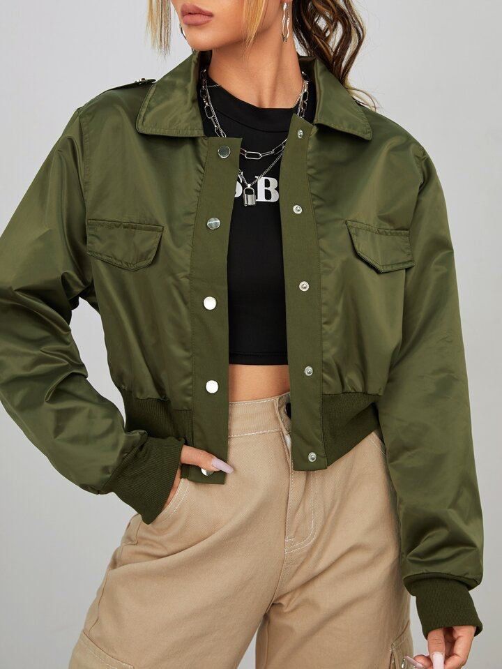 Army Green Crop Jacket