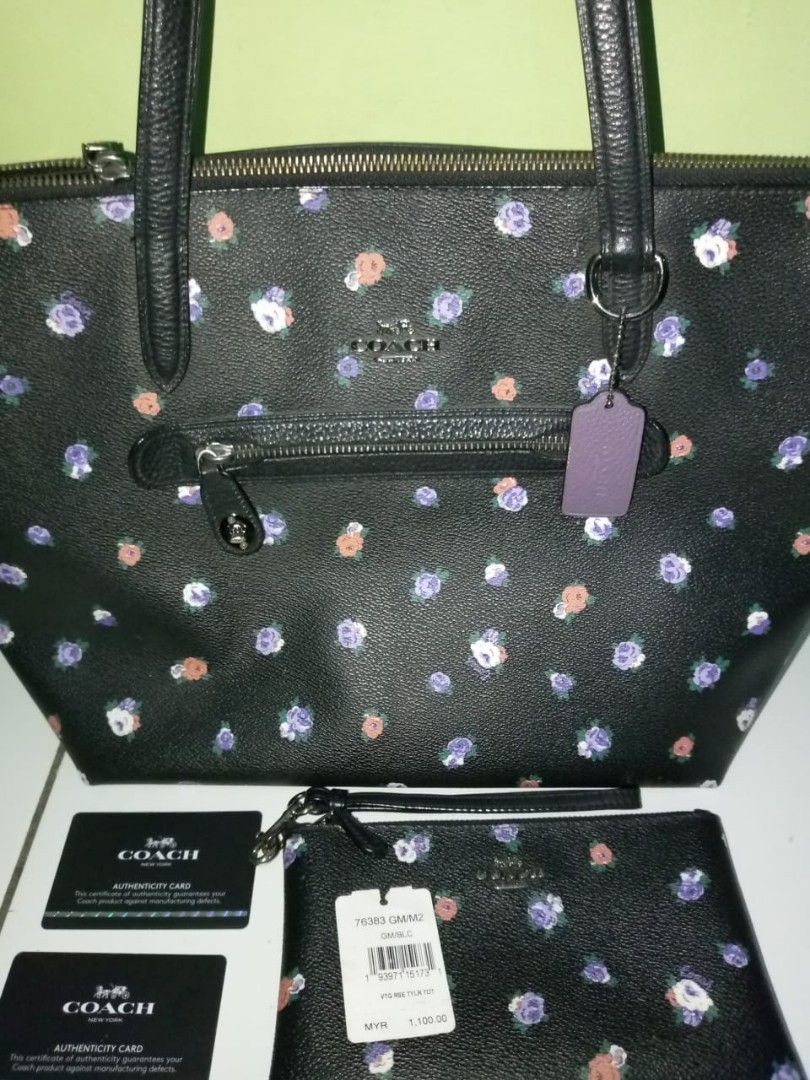 Coach rose print taylor tote clearance