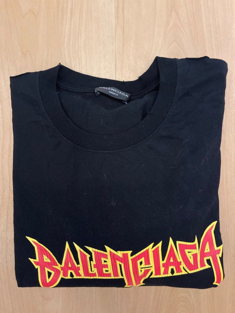 Balenciaga Men s Black Oversized Metal Logo T shirt Men s Fashion