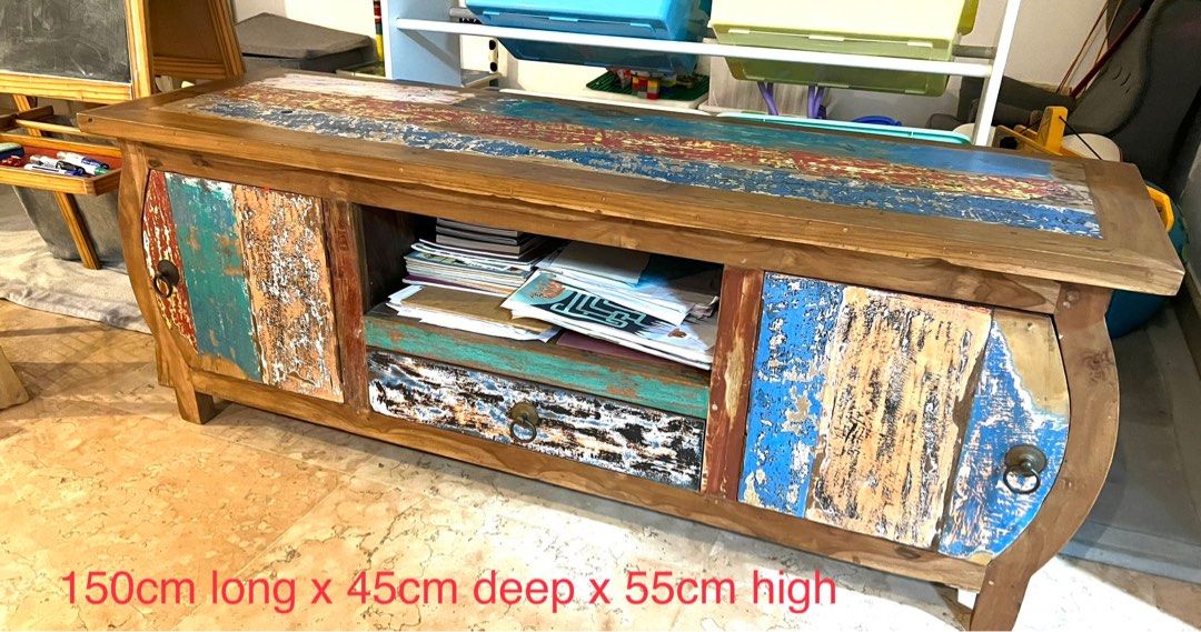 Balinese Reclaimed Wood TV console / shelf, Furniture & Home Living
