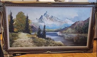 Beautiful Oil Vintage Nature Scenery Painting in Frame