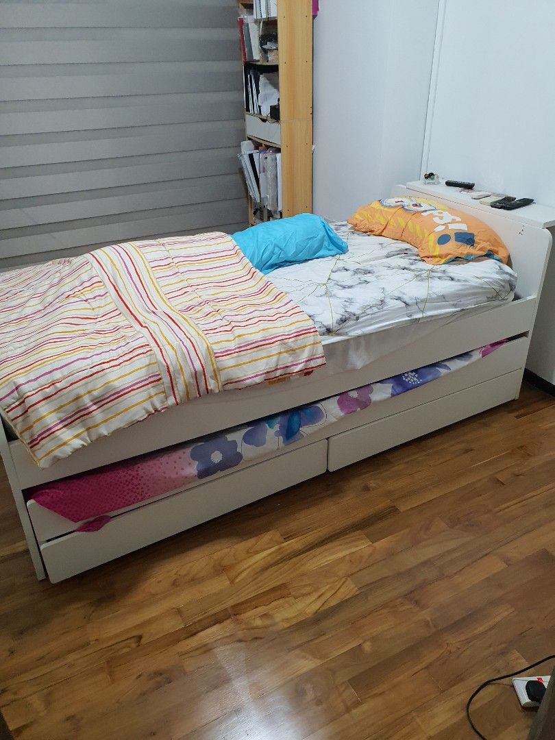IKEA pull out bed with storage, ikea slakt, Furniture & Home Living