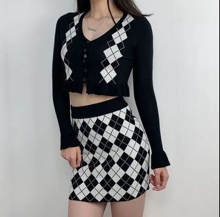 Checkered store skirt singapore