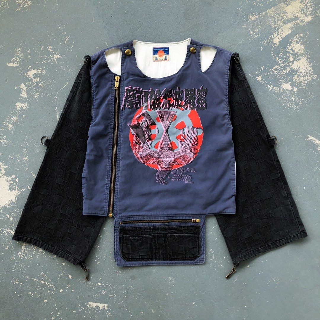 Blackmeans Bondage Long Sleeve Shirt w Jacquard Kimono Sleeve Top