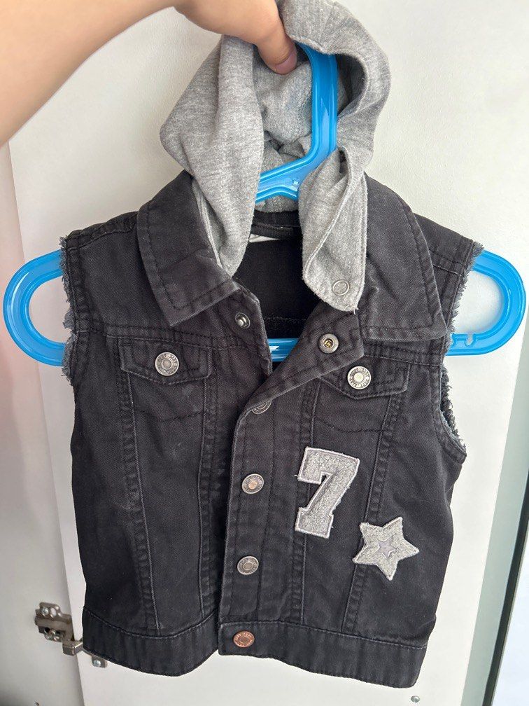 Kids black denim best sale vest