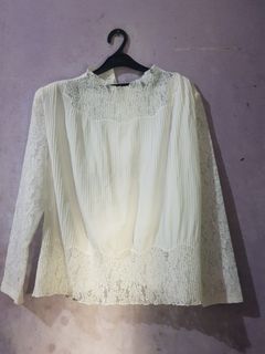 🍒Blouse brokat putih🍒