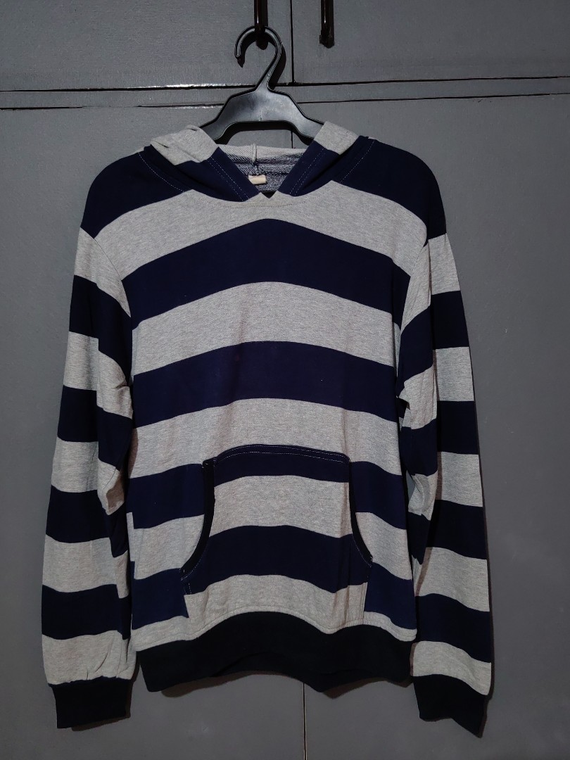Blue Striped Hoodie, Men's Fashion, Tops & Sets, Hoodies on Carousell
