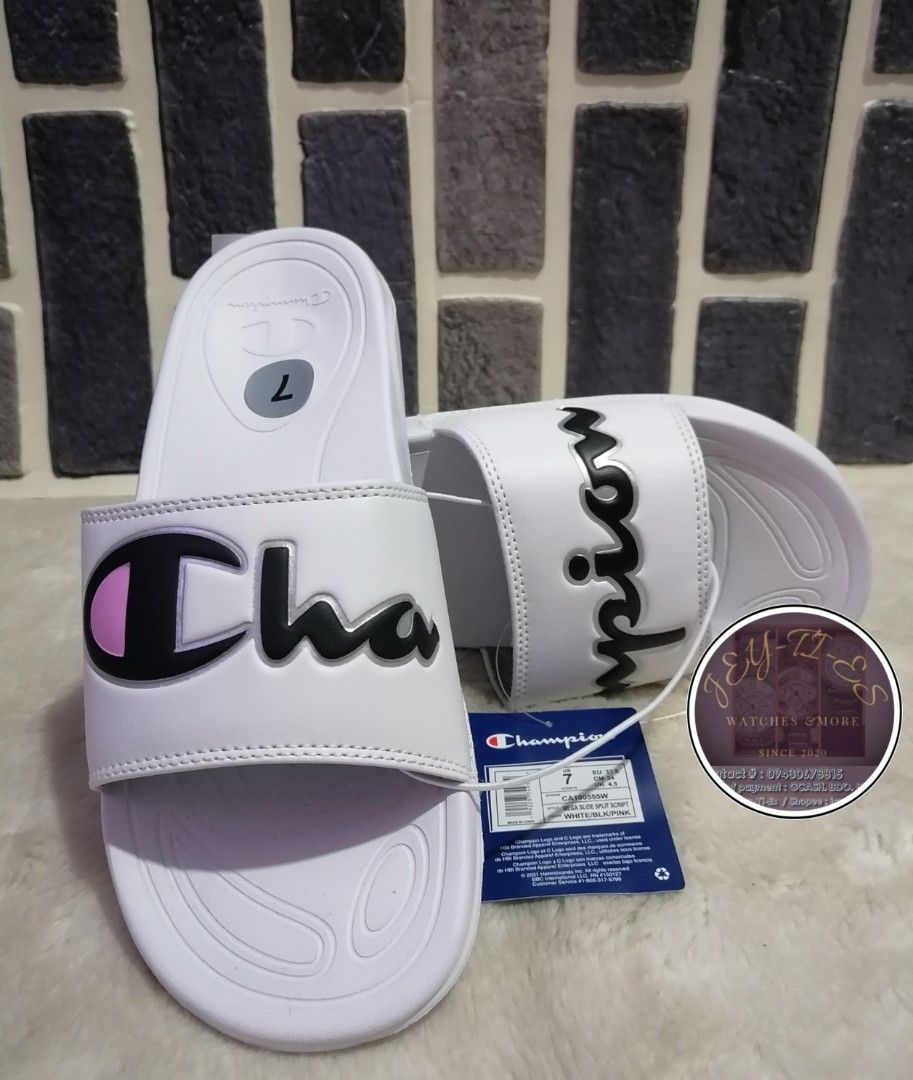 Champion slides sale white women's