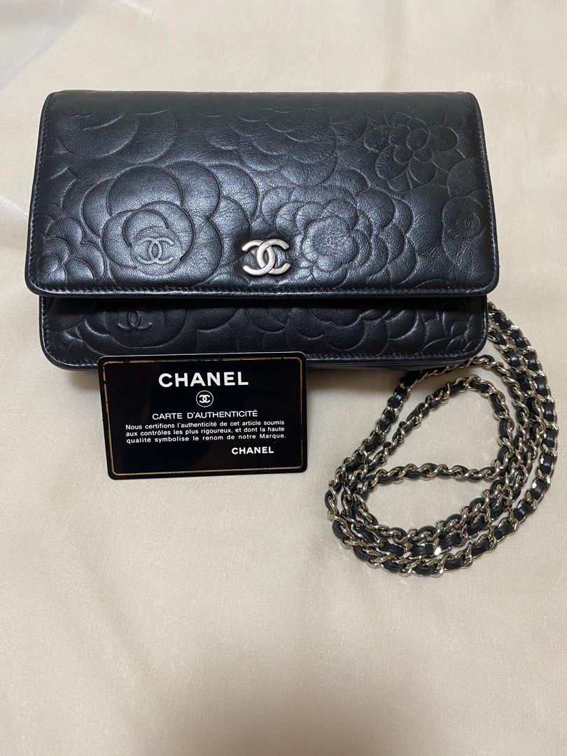 Chanel Camellia Wallet On Chain Leather Crossbody Bag