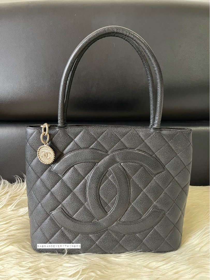 Chanel Medallion Tote with Zeko authentication (Category: Luxury Bags & Wallets) located in Las Pinas. Submitted by bagsandeverything_02 (Listing ID 1265160189, Image 1). Description: Chanel Medallion Tote with Silver Hardware Bag only no inclusions except zeko certificate Caviar leather no major flaw Zipper pull runs smoothly Bag can stand on it’s own Standing handles please check photos ❤️.