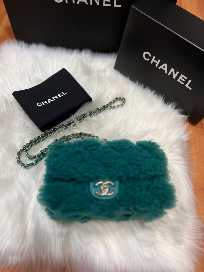 Chanel Mini Rectangular Rectangle Mini CF Shearling, Luxury, Bags & Wallets  on Carousell