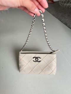 CHANEL Tweed Quilted Mini Rectangular Flap White Black Multicolor 903836