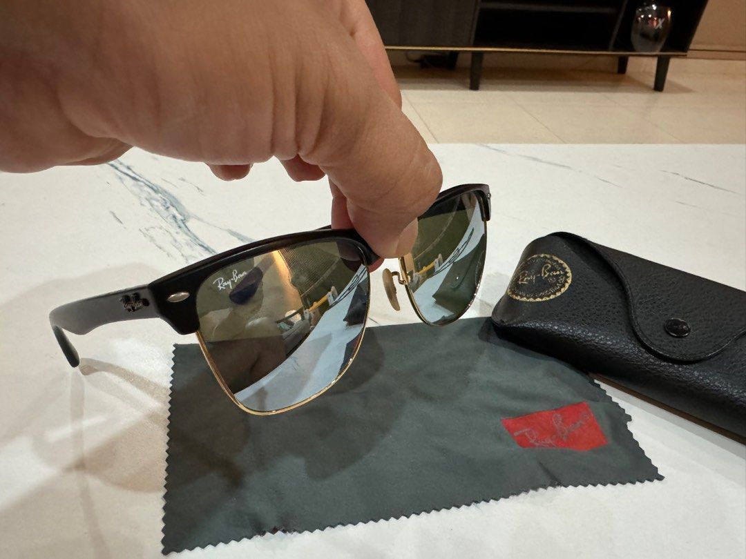 Buy Ray-Ban Black & Gold Clubmaster Oversized Sunglasses from the Next UK  online shop