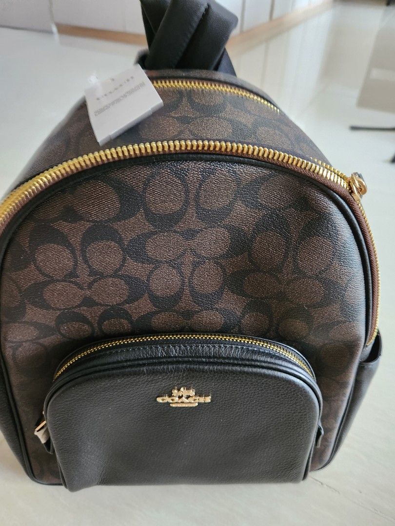 Coach Mini Court Backpack in signature canvas black brown RS C8604