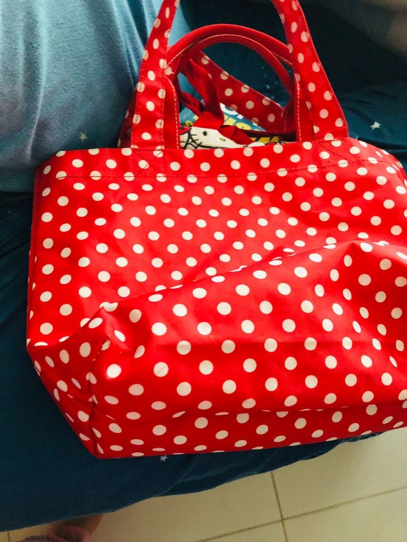 Cute little red and white polka dot tote bag for kids