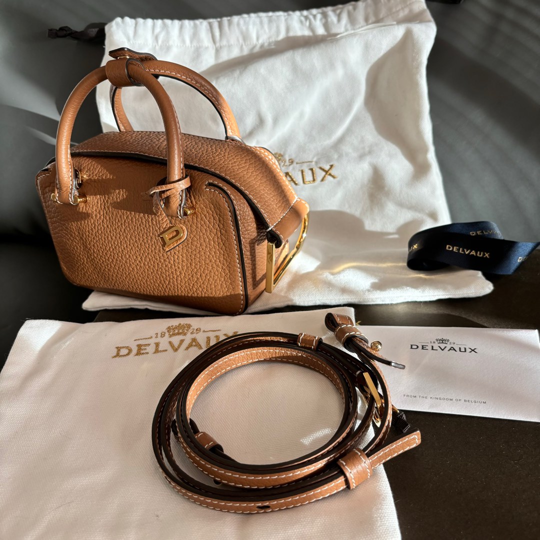 Delvaux cool box nano tan color, 名牌, 手袋及銀包 Carousell