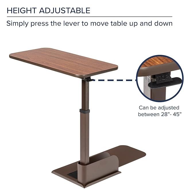 Drive Medical Seat Lift Chair Overbed Table, Walnut, Left Side