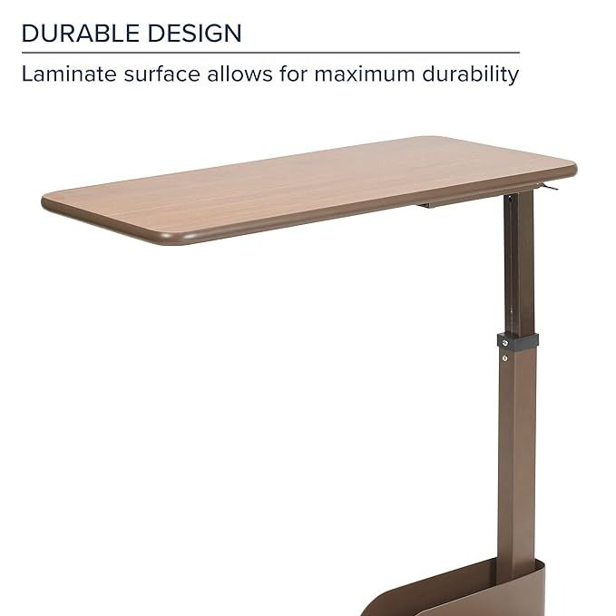 Drive Medical Seat Lift Chair Overbed Table, Walnut, Left Side
