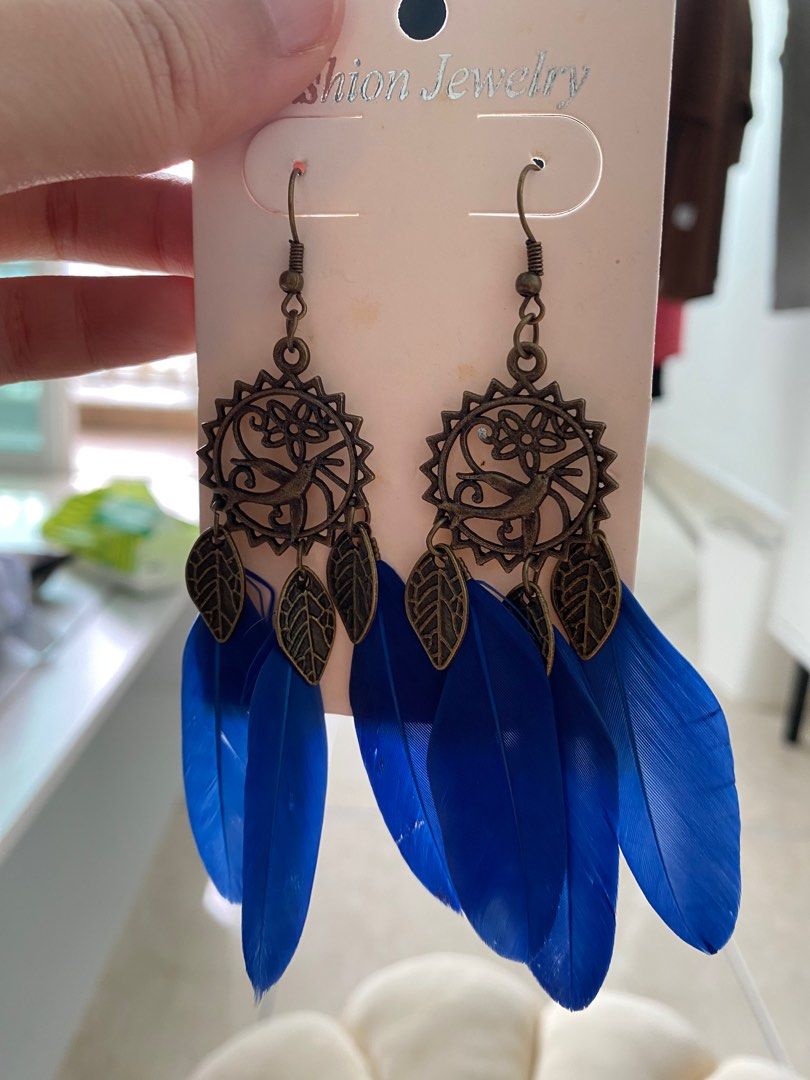 Fake feather earrings sale