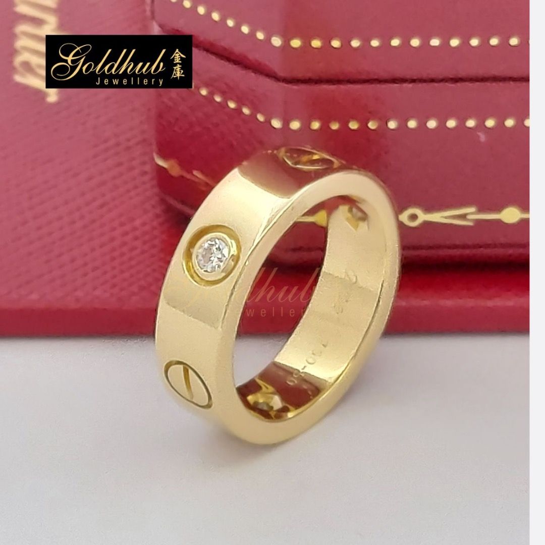 Full Set Size 50 Pre loved Cartier Love Ring 3 Diamonds in 750