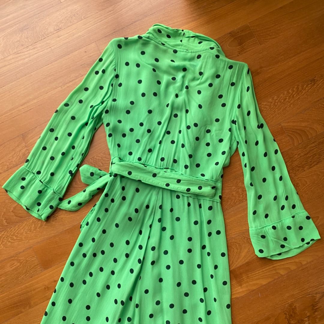 ganni green polka dot dress Petite Knot Detail Maxi Dress in Sage 8 main image 1