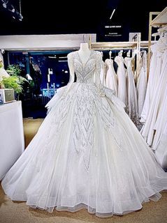Grand Puff Sleeves Ivory Wedding Gown WT1088 🌟🌟🌟🌟🌟🌟