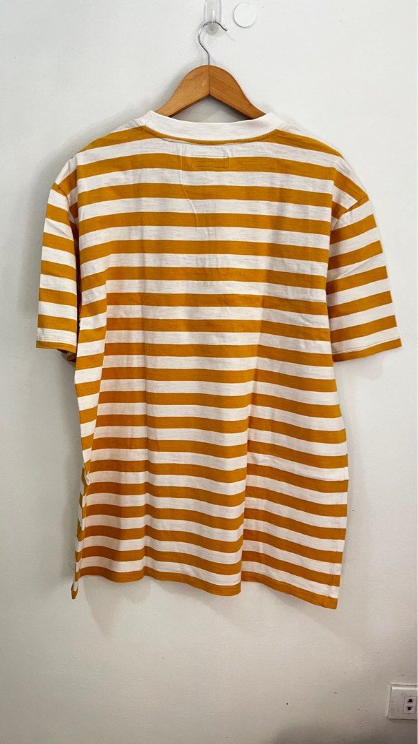 Guess yellow and hot sale white striped shirt