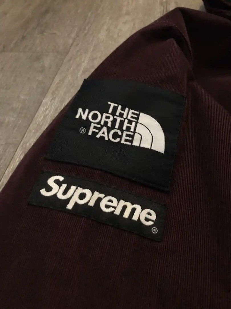 🇺🇸 RARE SUPREME X THE NORTH FACE BURGUNDY CORDUROY SHELL JACKET