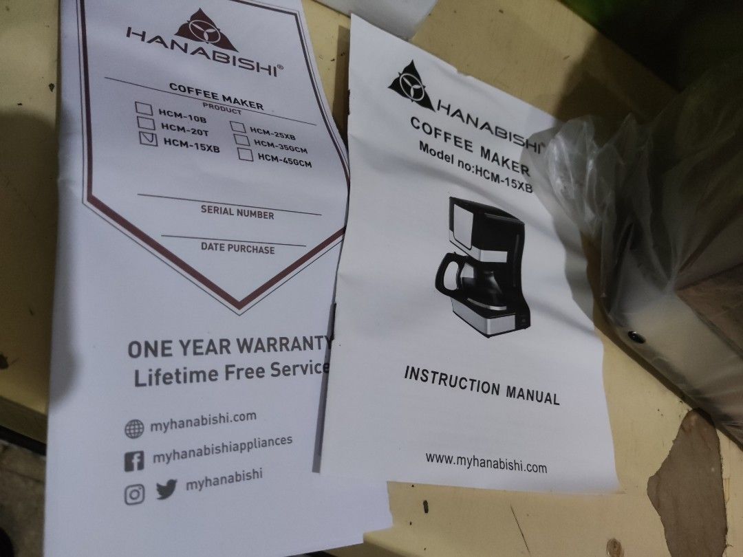 Hanabishi Coffee Maker 4 to 6 Cups HCM15XB, TV & Home Appliances