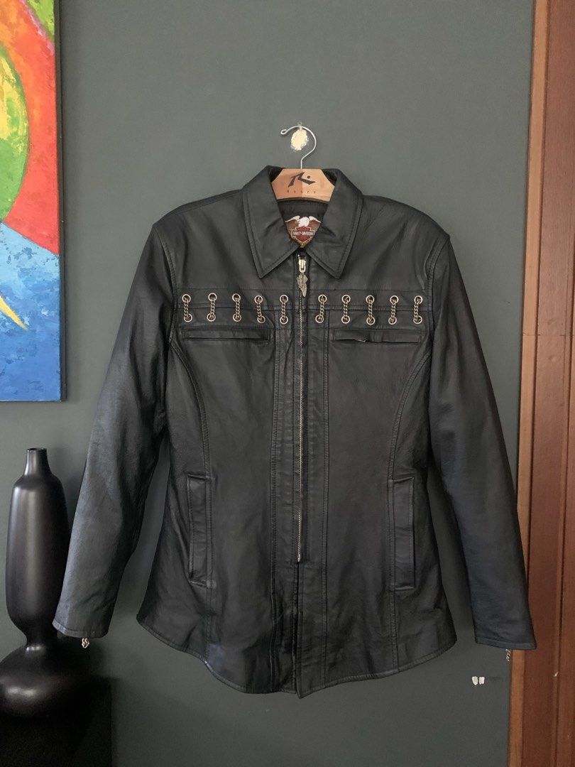 Harley davidson discount leather shirt jacket