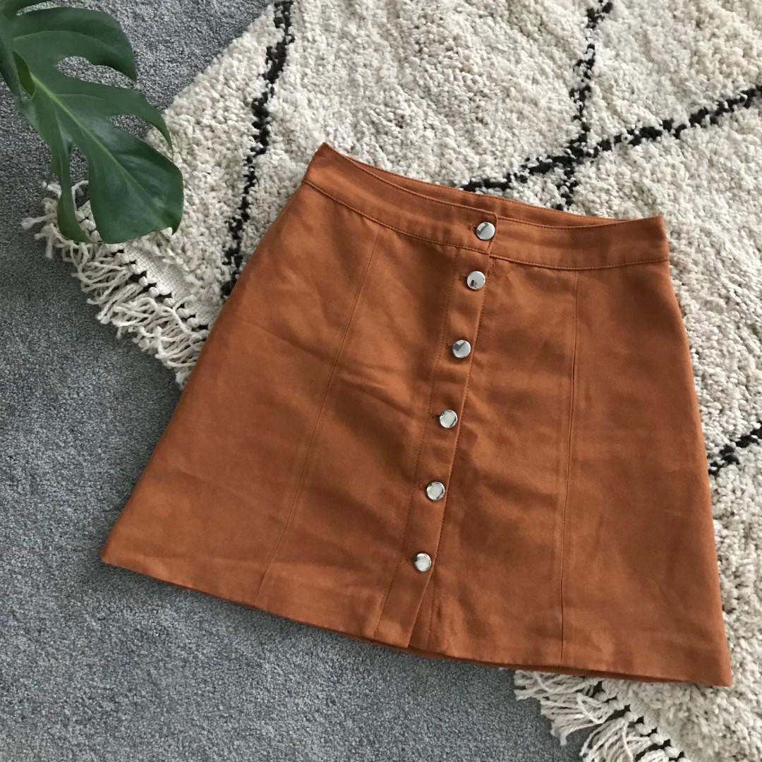 Brown suede skirt outlet h&m
