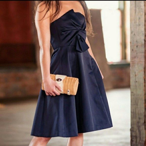 H&M Navy Satin Bow Gown / Dress, Women's Fashion, Dresses & Sets, Evening  dresses & gowns on Carousell