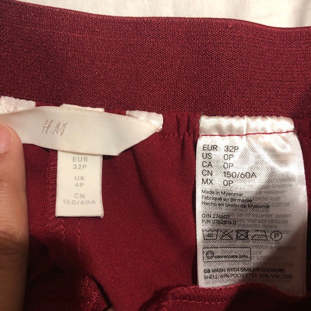 H&M Red Trousers (Category: Other Bottoms) located in Cavite. Submitted by lovedbytinnie (Listing ID 1265141801, Image 3). Description: - Waistline: 24-26 inches - Length: 34.5 Inches - Garterized waist - No zipper ❌ No Return. No Exchange. No Cancellation. ✉️ No reply/No payment after 2 days of reservation will be given to another potential buyer 💳 BDO/GCASH 📦 Shipping via Gogo Xpress only on weekends, to be paid by buyer 👗 Items will be laun